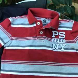 Aeropostale Boys Sz 8 Gray/Cranberry Short Sleeve